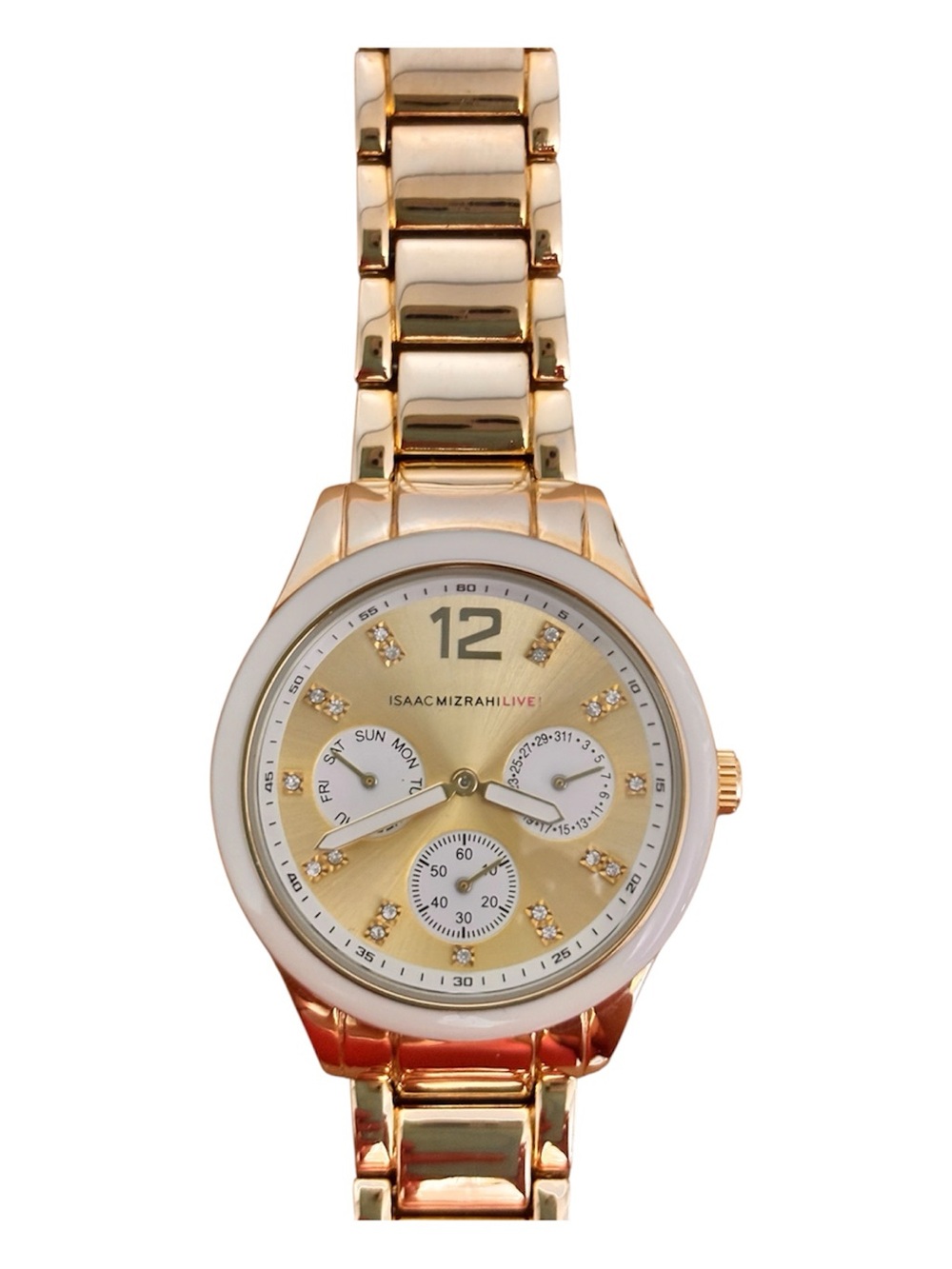Isaac Mizrahi Gold and White Accent Women's Bracelet Watch